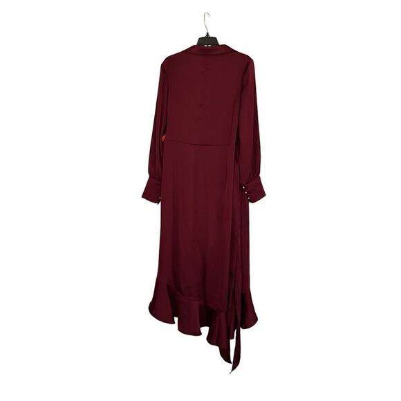 Mac Duggal Satin Ruffle Asymmetrical Midi Dress - Picture 6 of 13